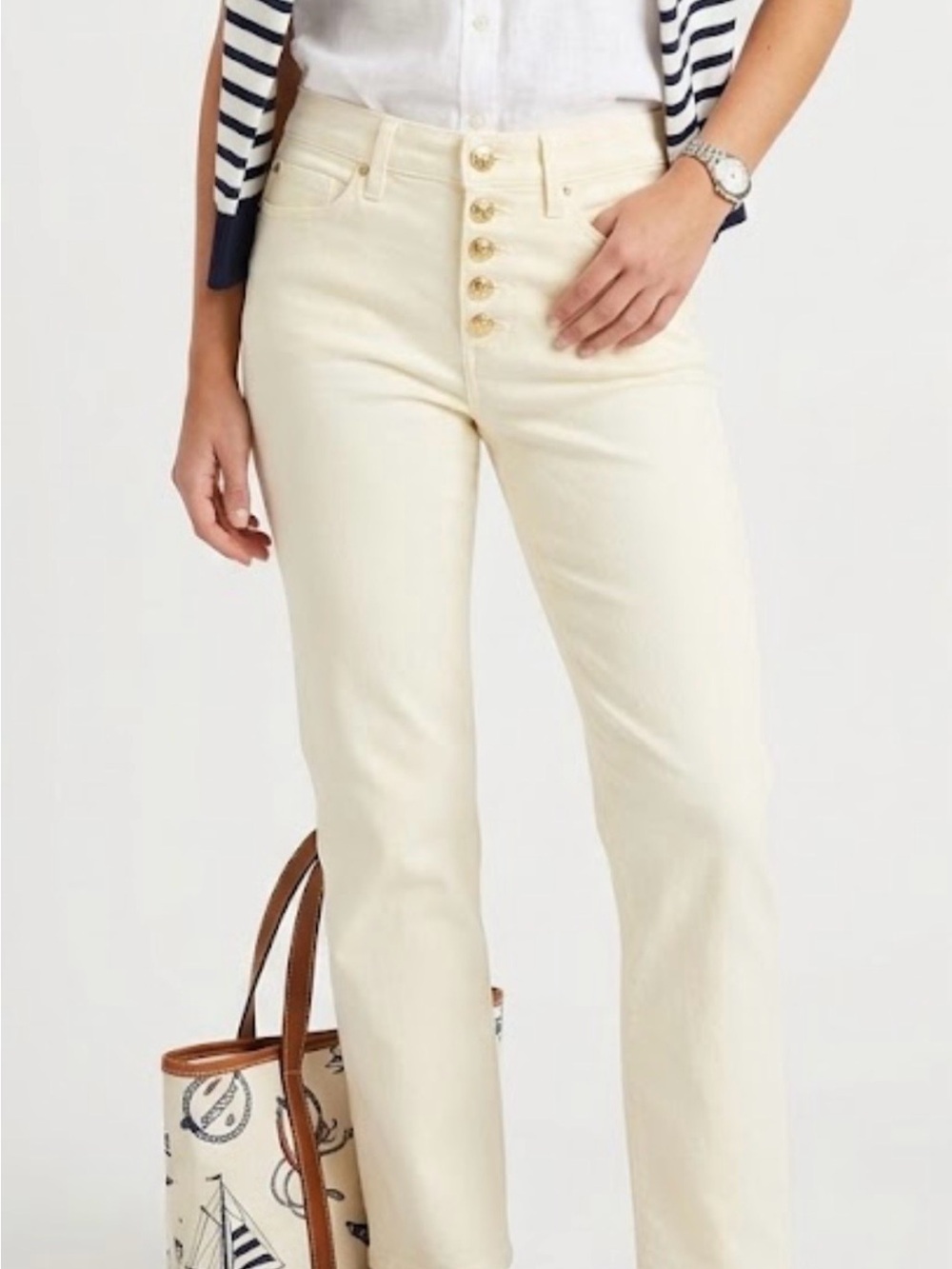 Lilly Pulitzer South Ocean High Rise Yellow Ankle Jean Size 8 NWOT Preppy Resort